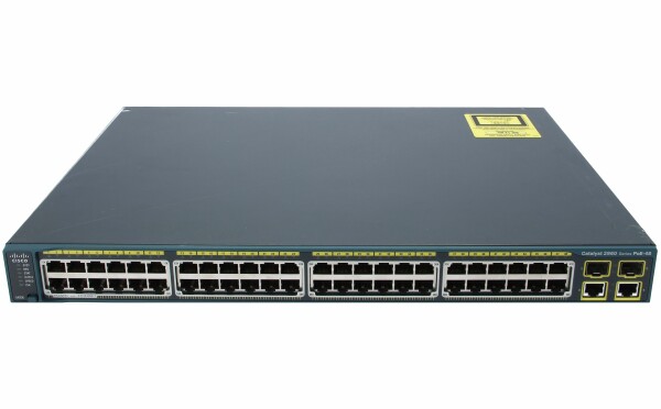 Cisco -  WS-C2960-48PST-L -  Catalyst 2960 48 10/100 PoE + 2 1000BT +2 SFP LAN Base Image