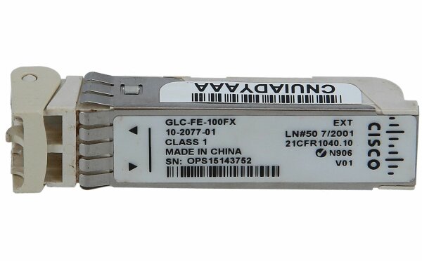 Cisco - GLC-FE-100FX= - SFP (mini-GBIC) transceiver module - 100Mb LAN - 100Base-FX - LC multi-mode - bis zu 2 km - 1310 nm