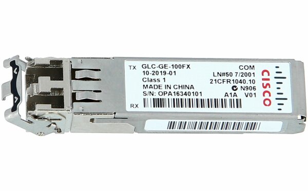 Cisco - GLC-GE-100FX= - SFP (mini-GBIC) transceiver module - 100Mb LAN - 100Base-FX - LC - bis zu 2 km - 1310 nm