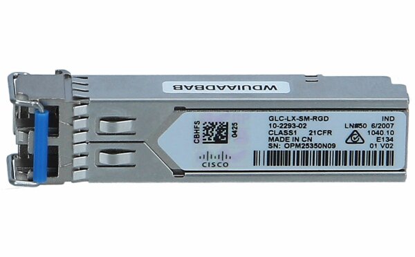 Cisco - GLC-LX-SM-RGD= - SFP (mini-GBIC) transceiver module - GigE - 1000Base-LX - 1000Base-LH - LC/PC - bis zu 10 km - 1310 nm