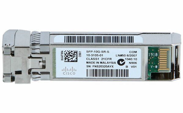 Cisco - SFP-10G-SR-S= - SFP+ transceiver module - 10 GigE - 10GBase-SR - LC/PC multi-mode - bis zu 400 m - 850 nm