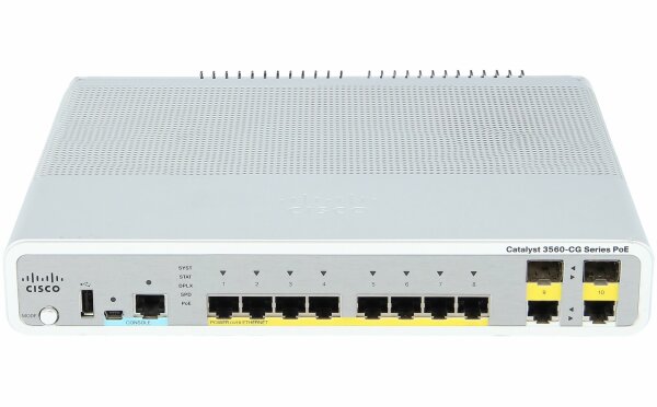 Cisco -  WS-C3560CG-8PC-S -  Catalyst 3560C Switch 8 GE PoE(+), 2 x Dual Uplink, IP Base