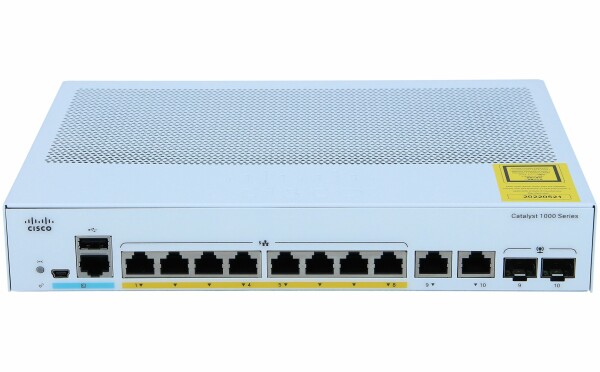 Cisco - C1000-8P-E-2G-L - Catalyst 1000 8port GE, POE, Ext PS, 2x1G SFP Ref