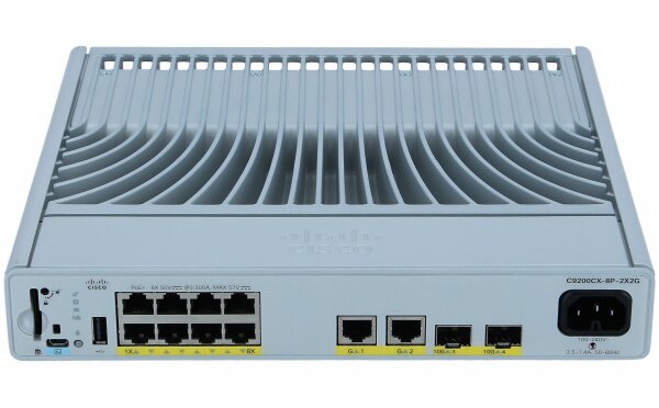 Cisco - C9200CX-8P-2X2G-E - Catalyst 9200CX - Network Essentials - Switch - kompakt - L3 - managed - 8 x 10/100/1000 (PoE+) - + 2 x 1000Base-T + 2 x 10 Gigabit SFP+ (Uplink) - an Rack montierbar PoE+ (240 W)