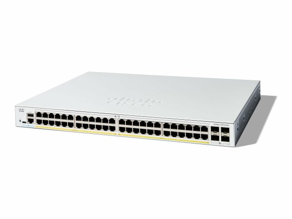 Cisco - C1200-48P-4X - Catalyst 1200 - Switch - L3 - smart - 48 x 10/100/1000 (PoE+) + 4 x 10 Gigabit SFP+ - rack-mountable - PoE+ (375 W)