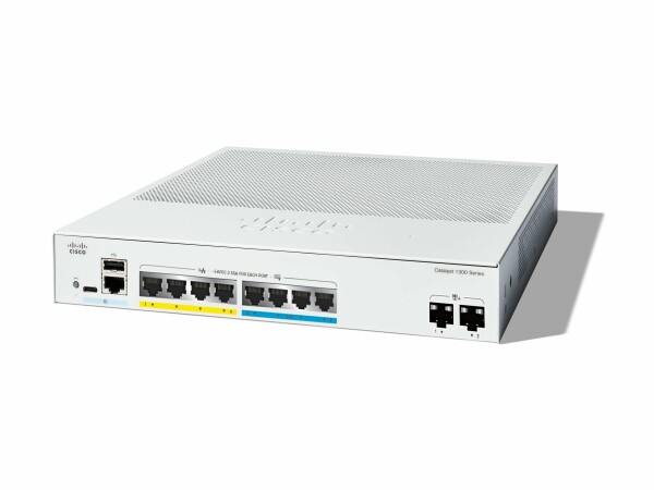 Cisco - C1300-8MGP-2X - Catalyst 1300-8MGP-2X - Switch - L3 - Managed - 4 x Gigabit Ethernet + 4 x 100/1000/2.5G + 2 x 10 Gigabit SFP+ - rack-mountable - PoE+ (120 W)