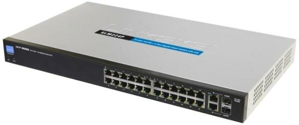 Cisco -  SLM224P-G5 -  24-port 10/100 2-port Gigabit Smart Switch 2 combo SFPs  POE